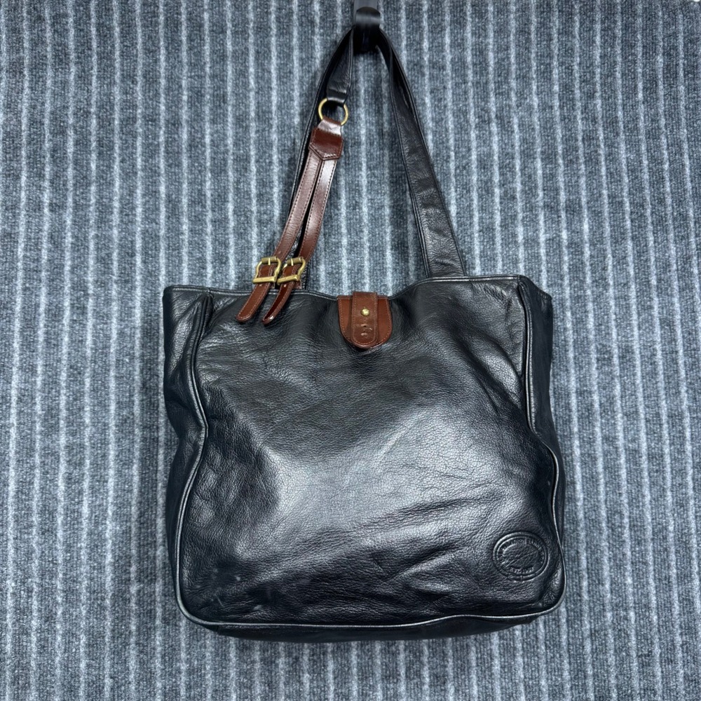 Ralph Lauren Saddlery Tote Large Black Leather Equestrian Buckle Bag